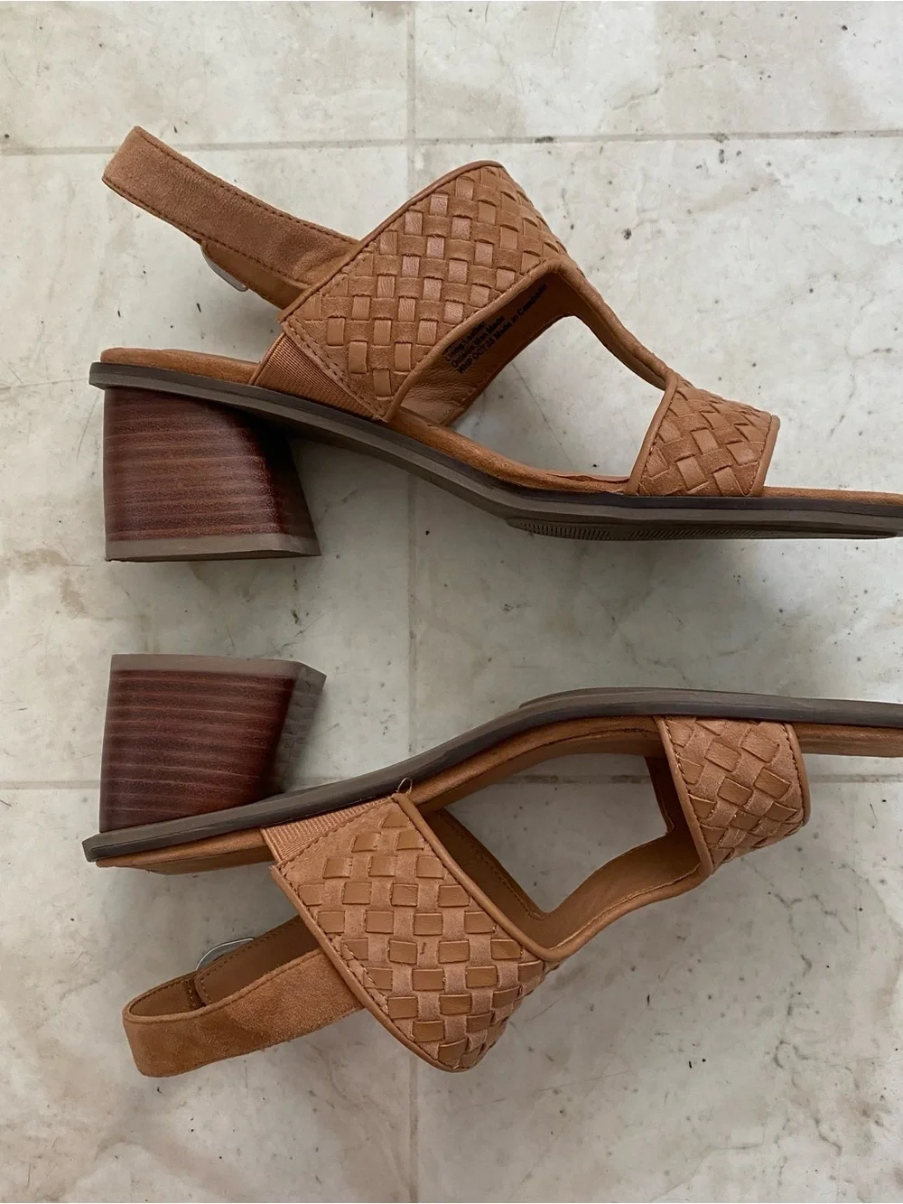 $189 Gentle Souls Manda Brown Woven Leather Square Toe Block Heels Sandals Sz 9